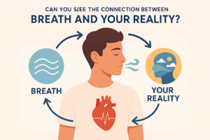 Person practicing mindful breathing meditation in a peaceful environment to explore the connection between breath and reality.